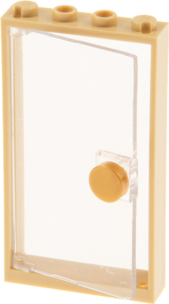 1x Lego Tür Rahmen 1x4x6 beige Türblatt Scheibe transparent Produktbild 