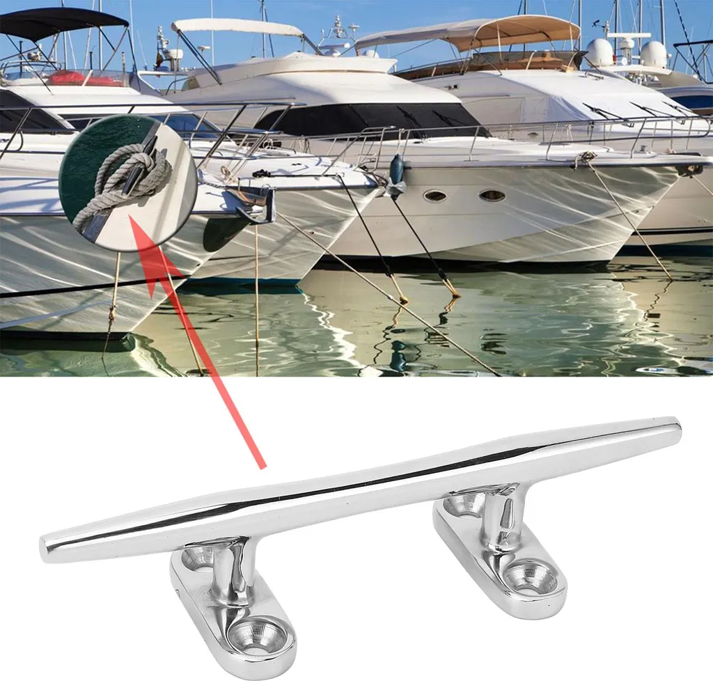 Taquet d'amarrage inox 316 marine 125mm pour ponton et pont de bateau