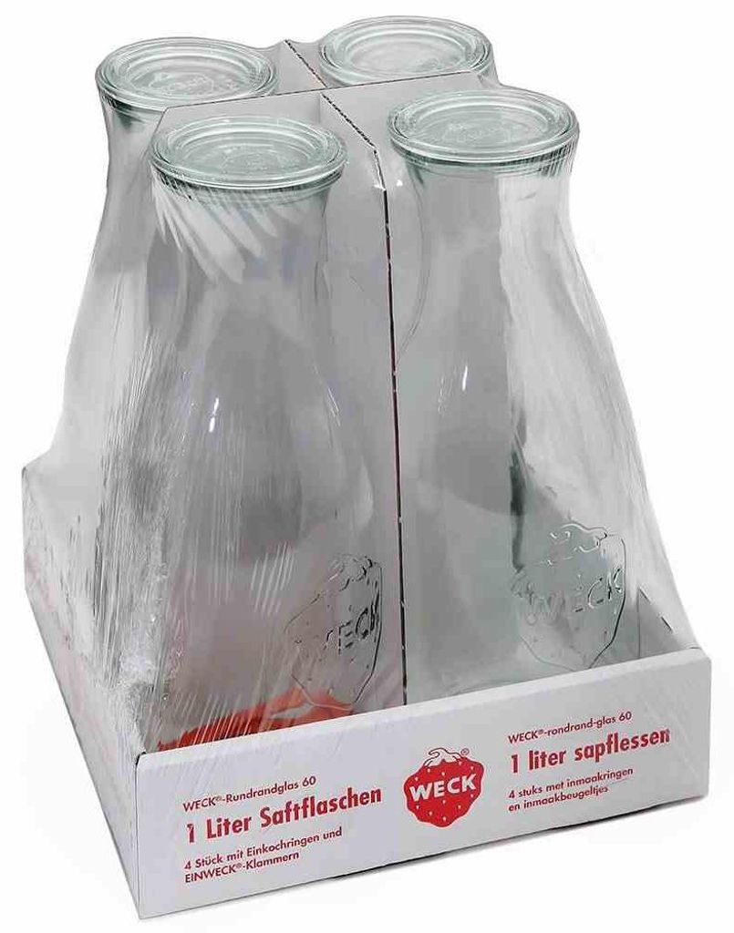 Saftflasche 4er-Tray 1 l mit Ringen und Klammern Produktbild 
