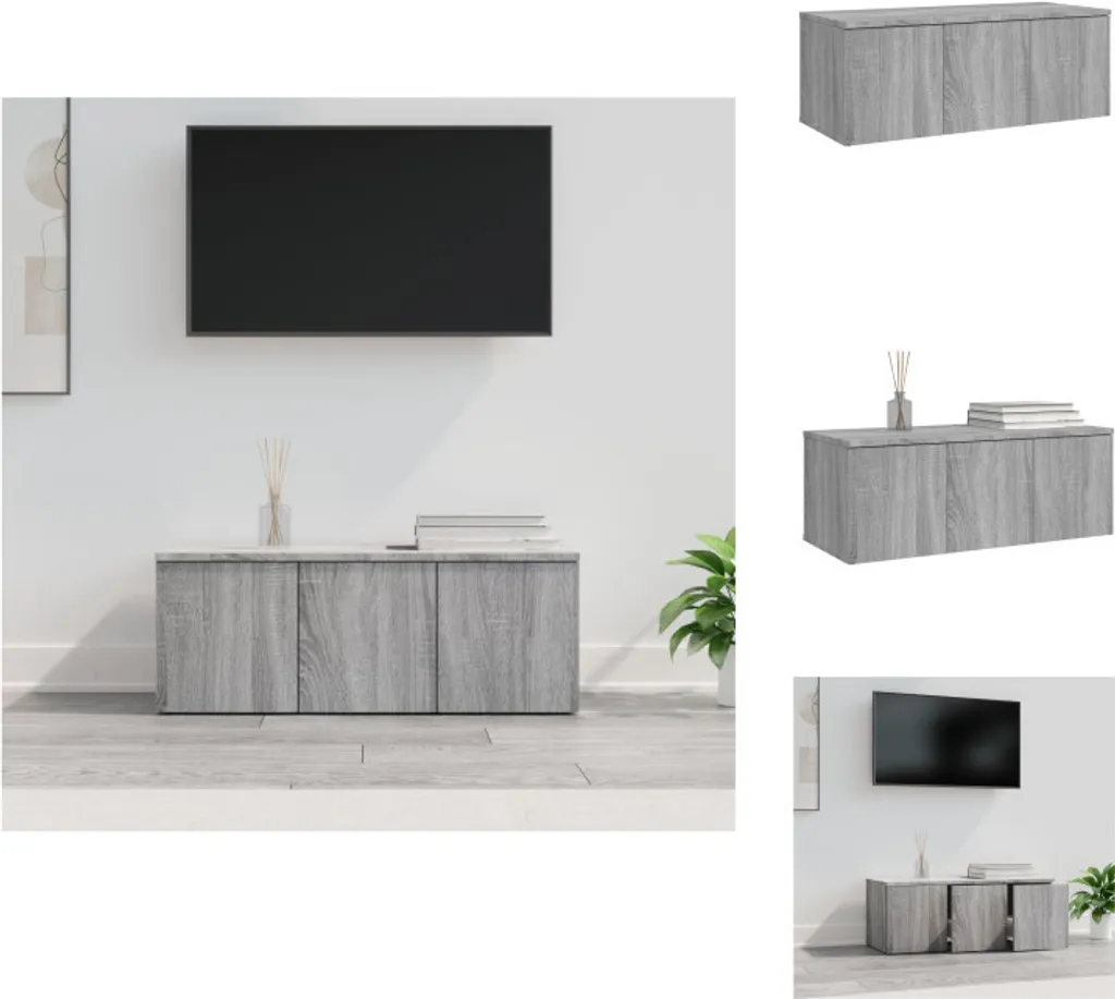 Porta TV Moderno vidaXL Grigio Sonoma 80x34x30 cm | Design Funzionale