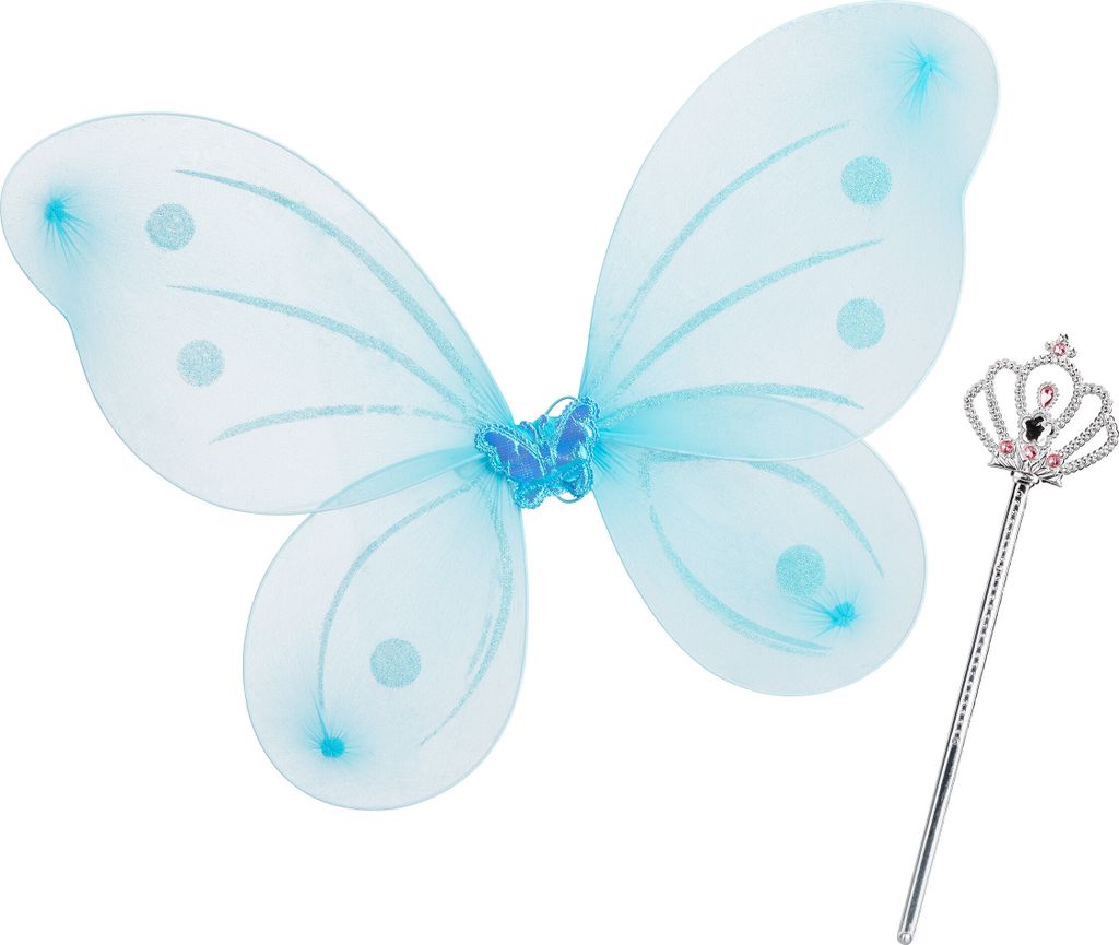 Relaxdays Feenflügel mit Zauberstab, Fee Kostüm Kinder, Produktbild 