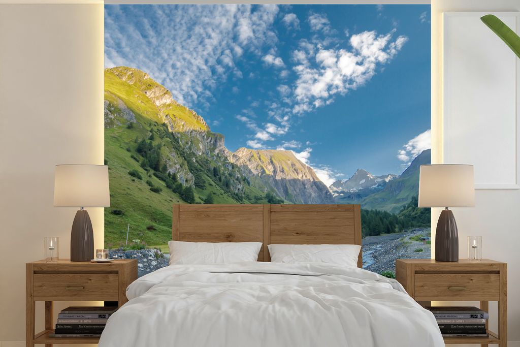 MuchoWow Fototapete für Wohnzimmer oder Schlafzimmer Wandtapete Vinyl Motivtapete Fluss durch den Großglockner im europäischen Österreich - 3...