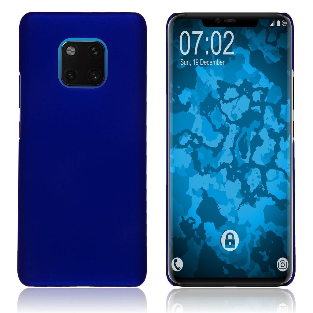 PhoneNatic Case kompatibel mit Huawei Mate 20 Pro - Hülle blau gummiert Hard-case Cover
