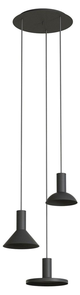 Pendelleuchte Metall 40 cm breit H: max. 130 cm Schwarz GU10 3-flammig rund Hängeleuchte