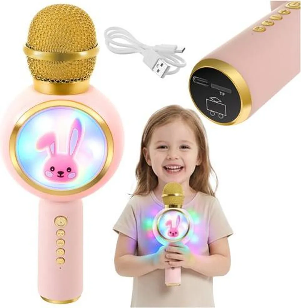 Izoxis 27048 Microfono Karaoke Rabbit Rosa - Regalo Perfetto per Bambini - 3