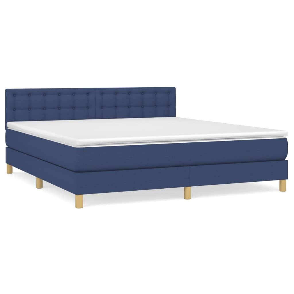 vidaXL Boxspringbett mit Matratze Blau 180x200 cm Stoff Produktbild 