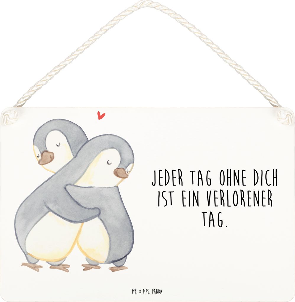 Mr. & Mrs. Panda Schild Pinguine Kuscheln DIN A4 - Weiß - Geschenk, Mitbringsel, Holzschild, hängeschild, Hochzeitstag, Freundin, für Frauen, Wa...
