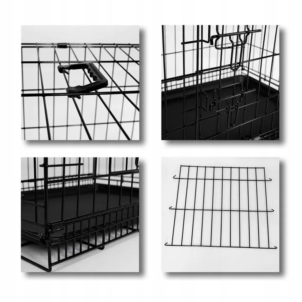 gabbia da trasporto per animali lionto, gabbia pieghevole in metallo con parete divisoria, base in plastica e chiusura di sicurezza, 76x49x56 cm - 13