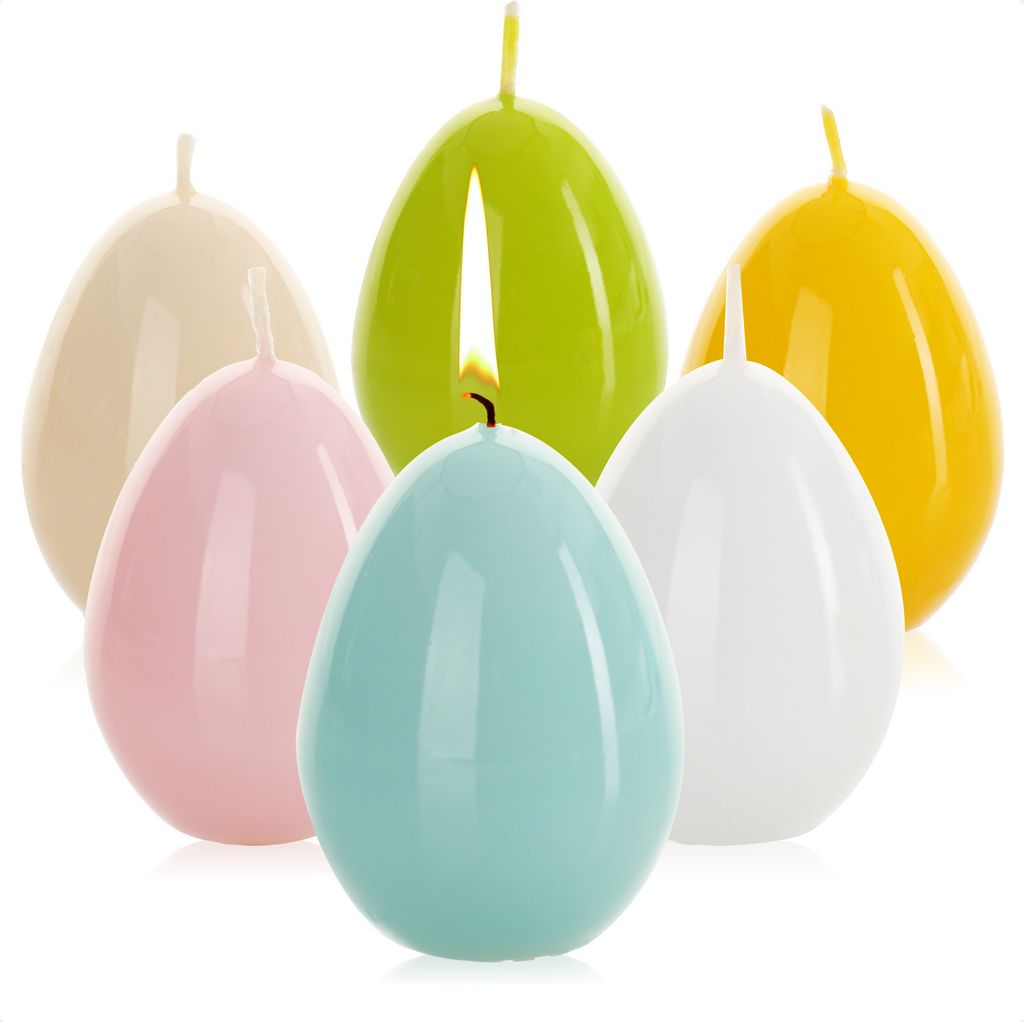 com-four 6x Kerzen in Form von Ostereiern - Osterkerzen farblich sortiert - Kerzen für Osterdeko