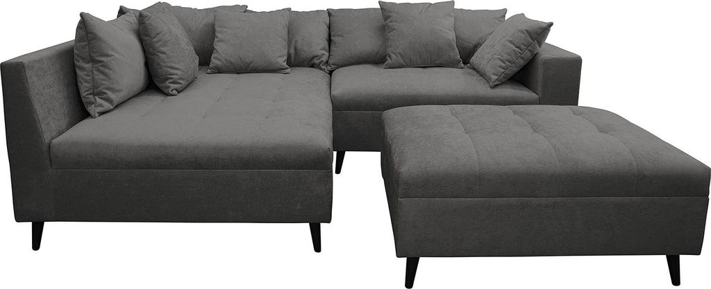 home24 Ecksofa mit Ottomane und Hocker
