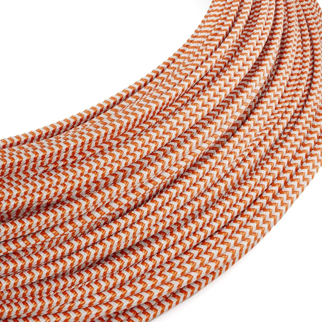 Fil électrique textile rond orange ZigZag 2x0,35 mm² pour luminaire 50m