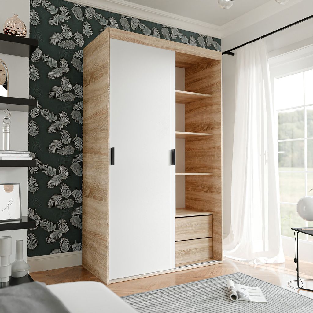 zweitüriger schiebetürenschrank kleiderschrank pedri 120 cm