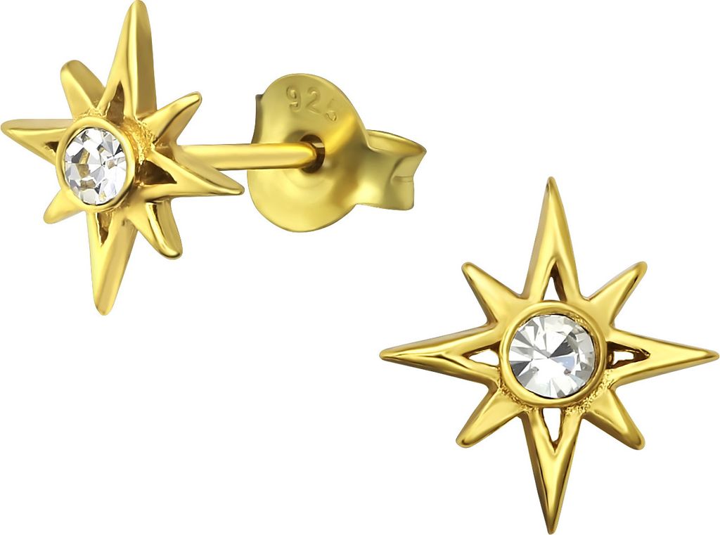 Ohrstecker 925 Sterling Silber vergoldet mit Polarstern Material - Silber vergoldet