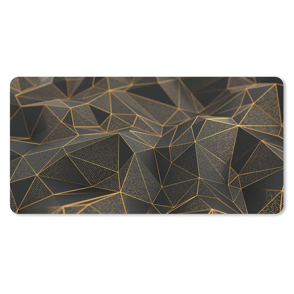MuchoWow Schreibtischunterlage Abstrakt - Gold - 3D - Luxus - Kunst 80x40 cm - XXL Mauspad - Gaming Mauspad