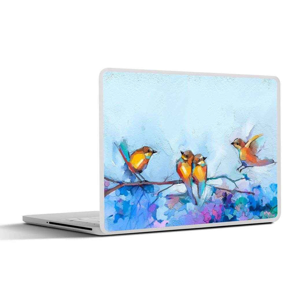 MuchoWow Laptop Aufkleber Sticker Cover Gemälde - Ölfarbe - Vogel - Zweig 30x22 cm - Laptop-Sticker