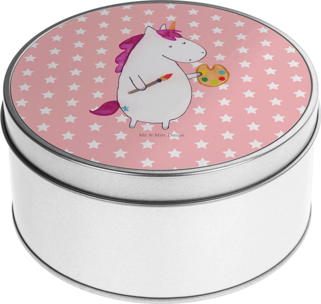 Mr. & Mrs. Panda Dose Einhorn Künstler - Rot Pastell - Geschenk, Kaffeedose, Welt, Vorratsbehälter, Einhörner, Malen, Unicorn, keksdosen, Keksdo...