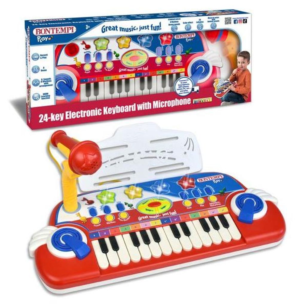Bontempi Keyboard Spielzeug elektronisch Klavier 24 Tasten mehrfarbig