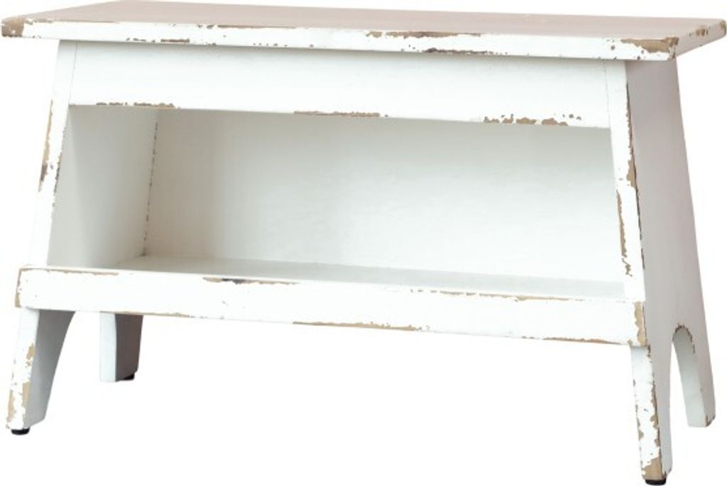 Bank Schuhablage Beistelltisch Nachttisch Fussbank Hocker mit Ablage shabby weiß Chic Antique