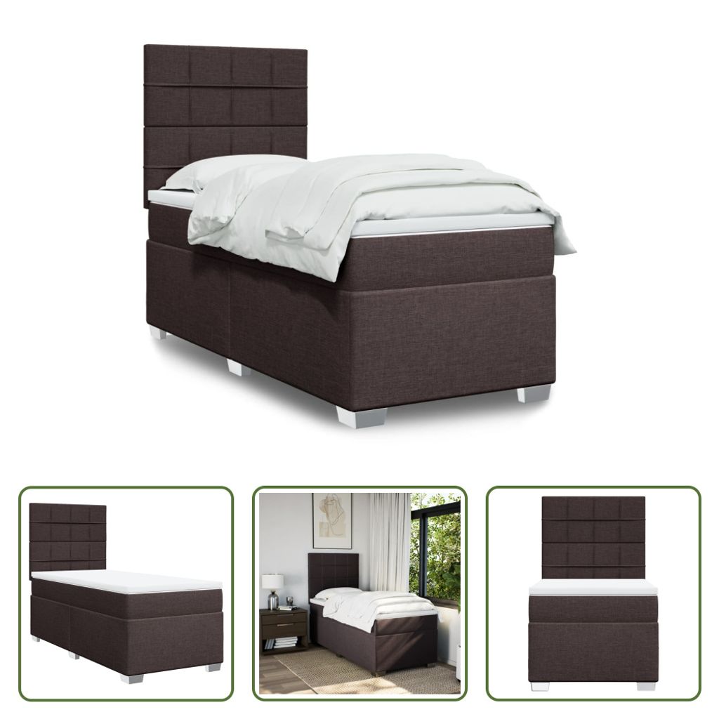 The Living Store Boxspringbett mit Matratze Dunkelbraun 90x190 cm Stoff