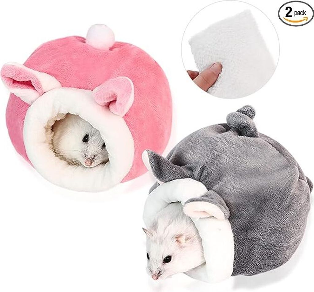 2 Stück Hamster Baumwollnest, Kleintierbett, Hamster Winter Warmes Baumwollnest, Winterschlafsäcke, für Hamster, Baby, Küken, Igel, Meerschwein...