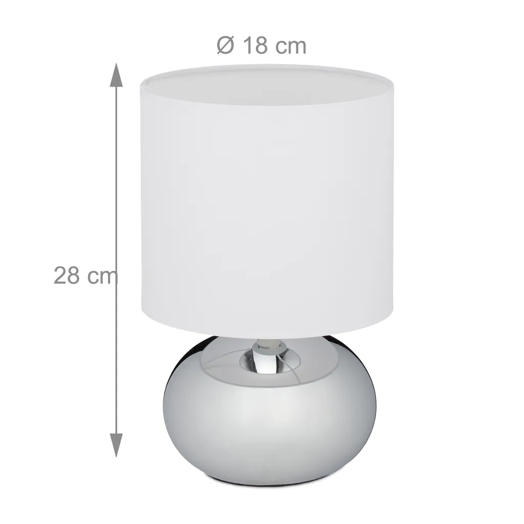 Lampe de Chevet Sensitive Relaxdays Idéale pour Lecture Nocturne Grise