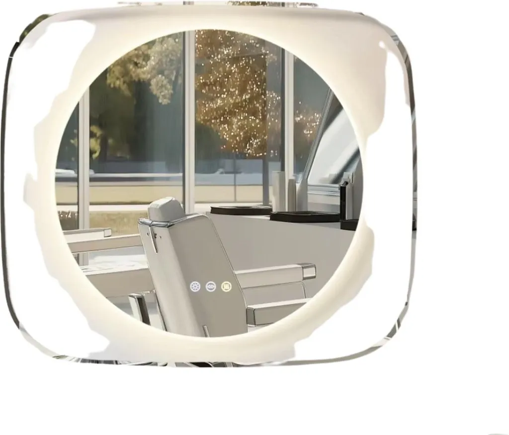 Miroir LED 80x70 cm anti-buée avec réglage tactile de la luminosité