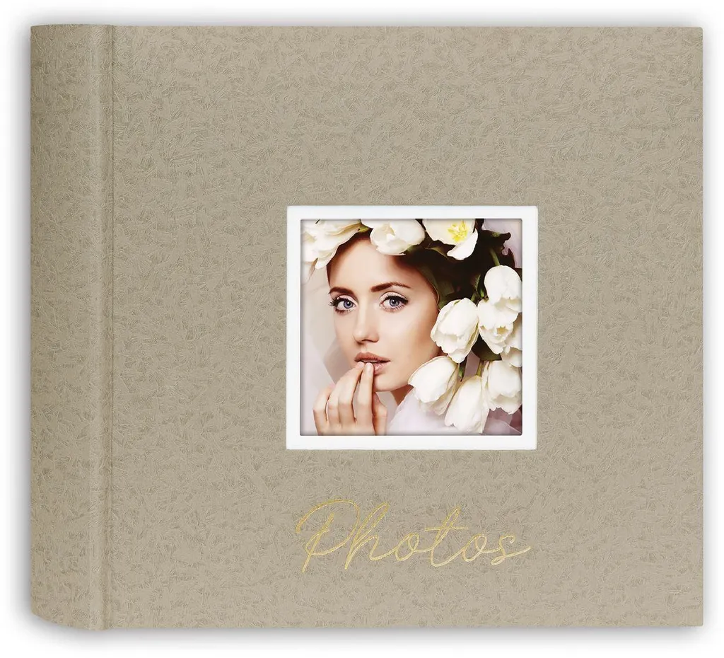 Album Photo Dante Beige 32x32 cm avec Fenêtre et 60 Pages Perforées