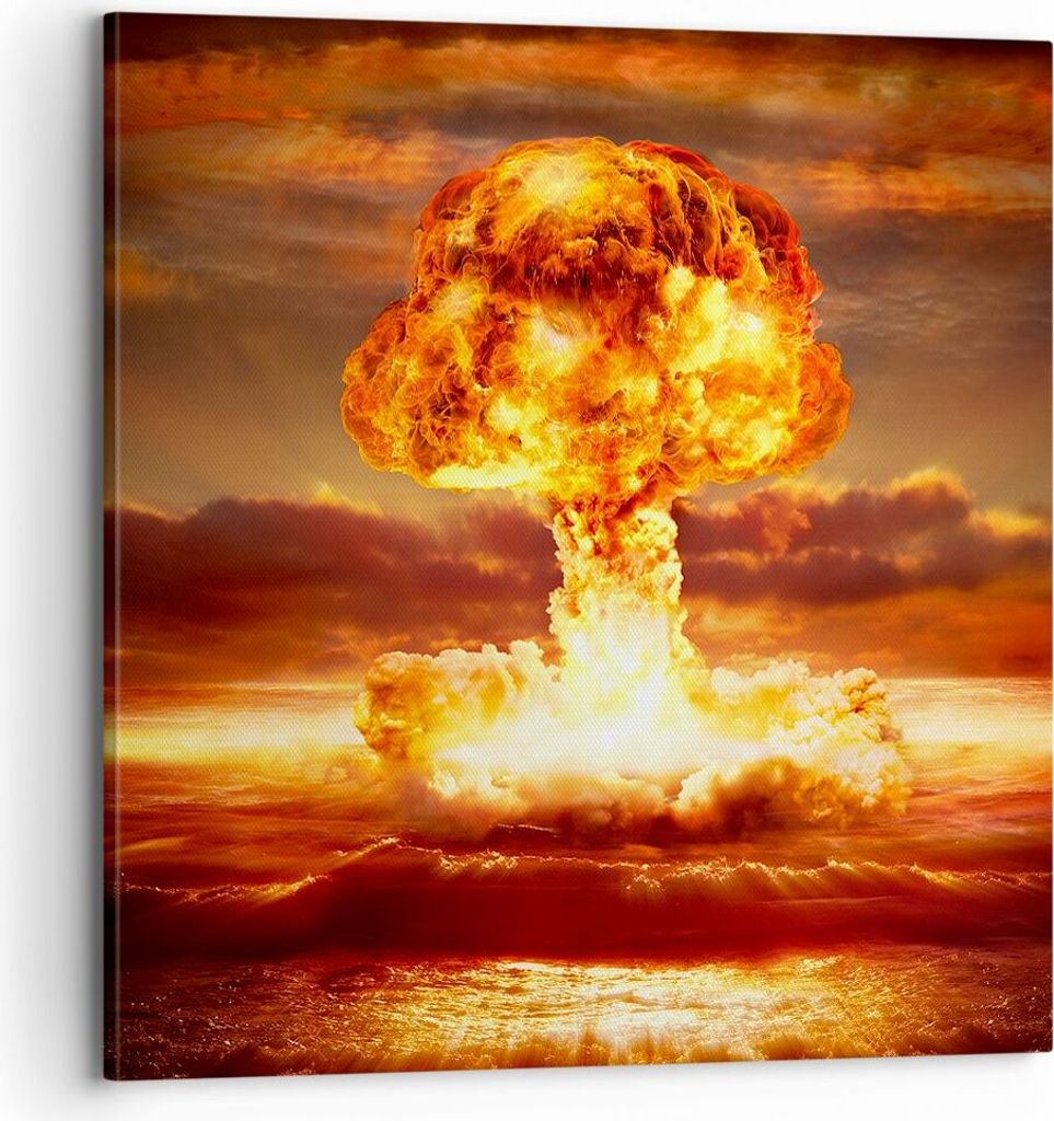 Bild auf Leinwand - Leinwandbild - Krieg Atombombe Pilz Apokalypse - 70x70cm - Wand Bild - Wanddeko - Leinwanddruck - Bilder - Kunstdruck - Wanddek...