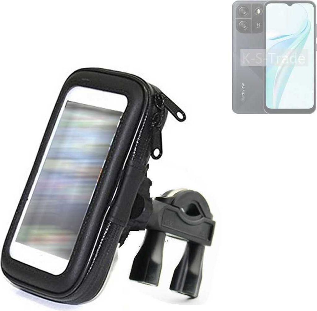 K-S-Trade Fahrrad-Halterung kompatibel mit Blackview Wave 6C Handy-Halterung Halter Lenkstange Fahrradhalterung Motorrad Bike Mount Wasserabweisend