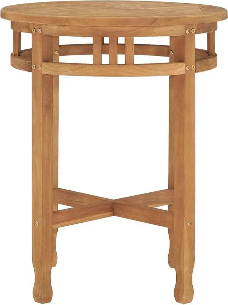 Table de Bistrot en Teck Massif Ø60 cm Résistante aux Intempéries - 2
