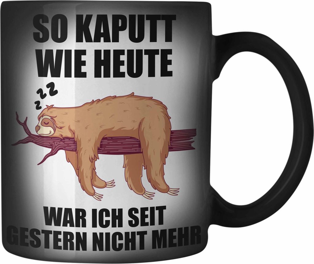 Trendation - Lustige Farbwechsel Zauber-Tassen mit Sprüchen Arbeitskollege Geschenk Kollege Mitarbeiter Geschenkidee (Schwarz)