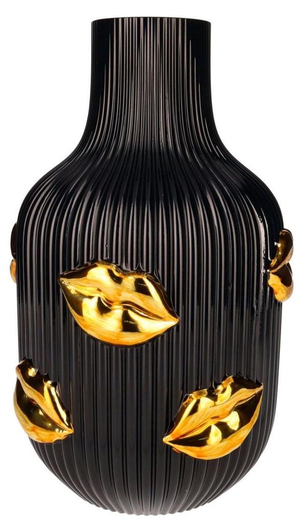 Gift Company L'amour Vase Lippen Gold schwarz 25cm Produktbild 