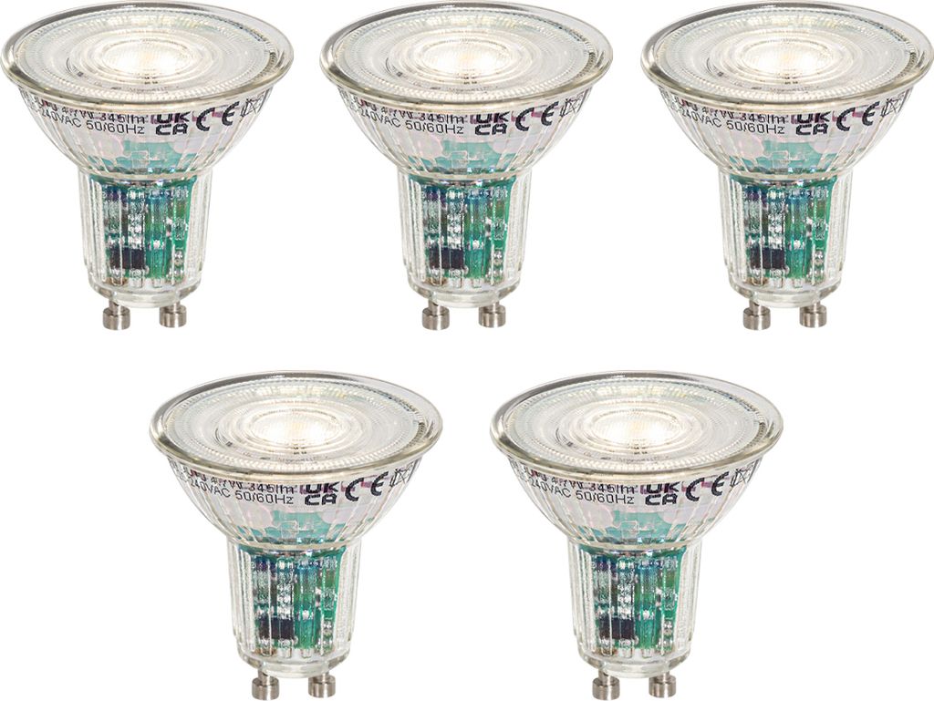 LUEDD 5er-Set Smart GU10 50mm LED-Lampen Klar 4,7W 345 lm 2200-4000K