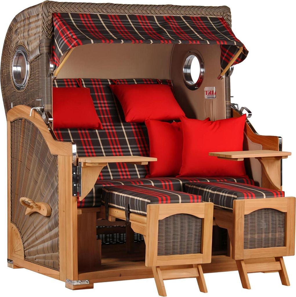 Strandkorb Düne Grande Bullauge Teak PE Grey Dessin 529