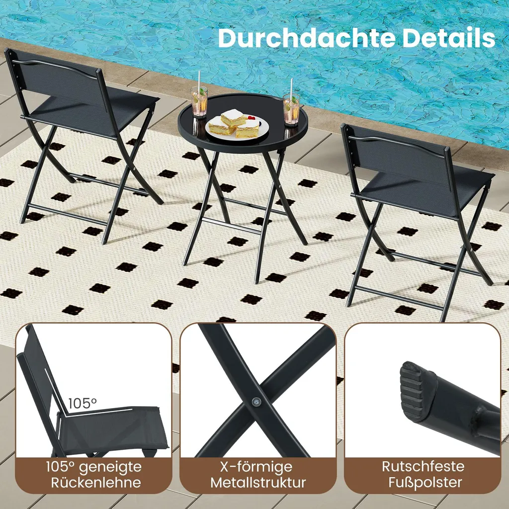 Set Bistro COSTWAY: Arreda il tuo Giardino o Balcone con Stile 3 Pezzi - 6