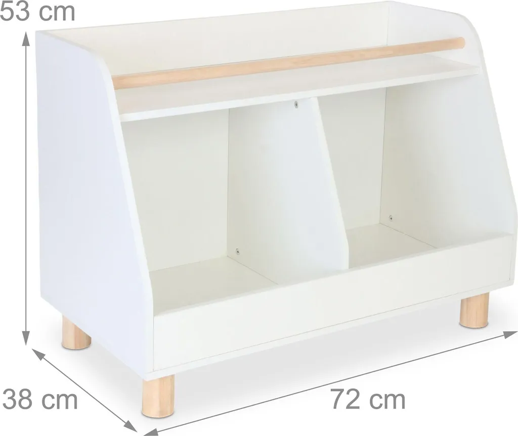 Meuble de rangement pour jouets : bibliothèque basse à 3 sections