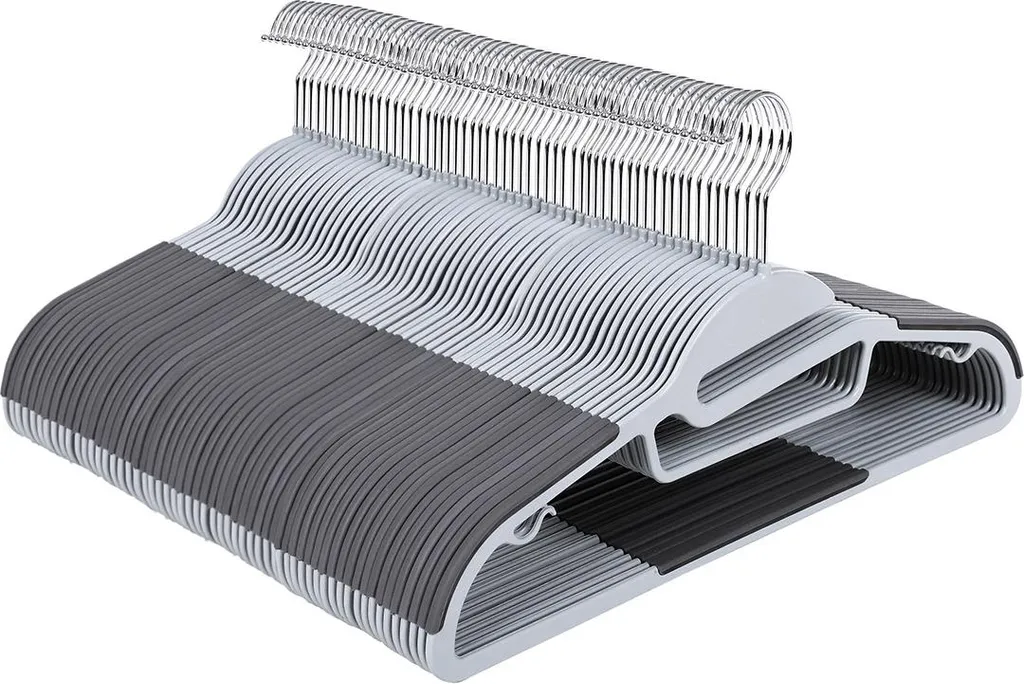 Cintres gris fins et antidérapants lot de 20 pour un gain d'espace