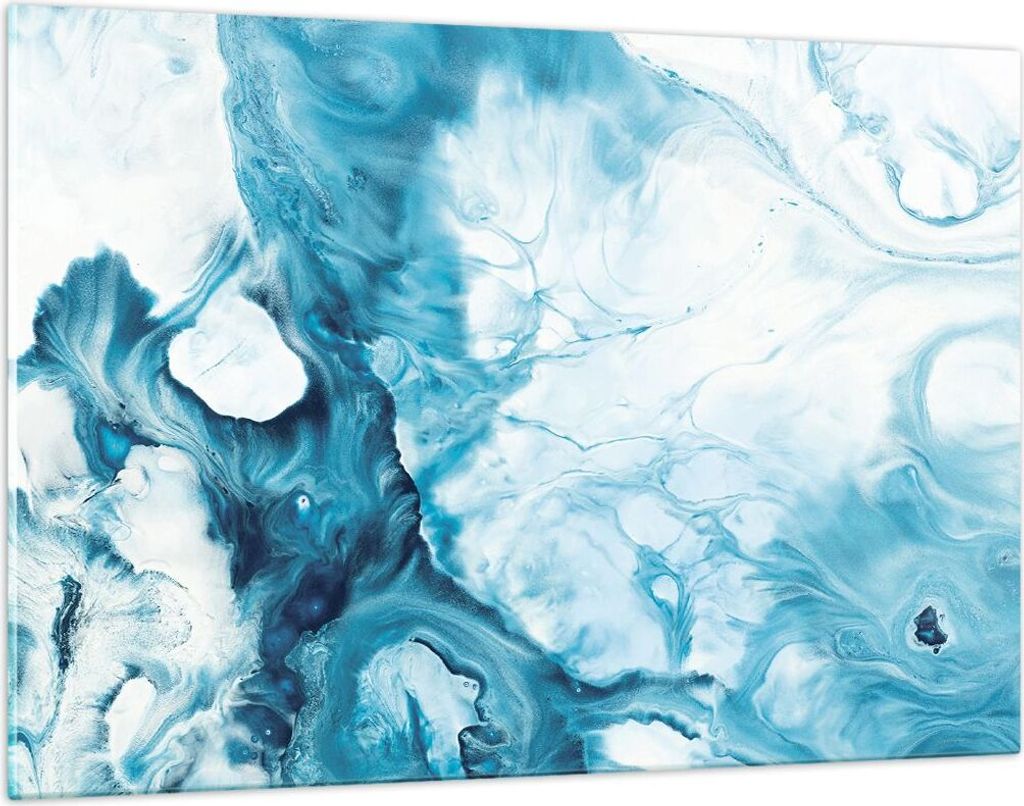 Bilder auf glas - Einteilig - Abstraktion Flüssigkeit hellblau - 120x80cm - Glasbilder - Wandbilder - Bilder - Wanddekoration aus Glas - Glas Bild...