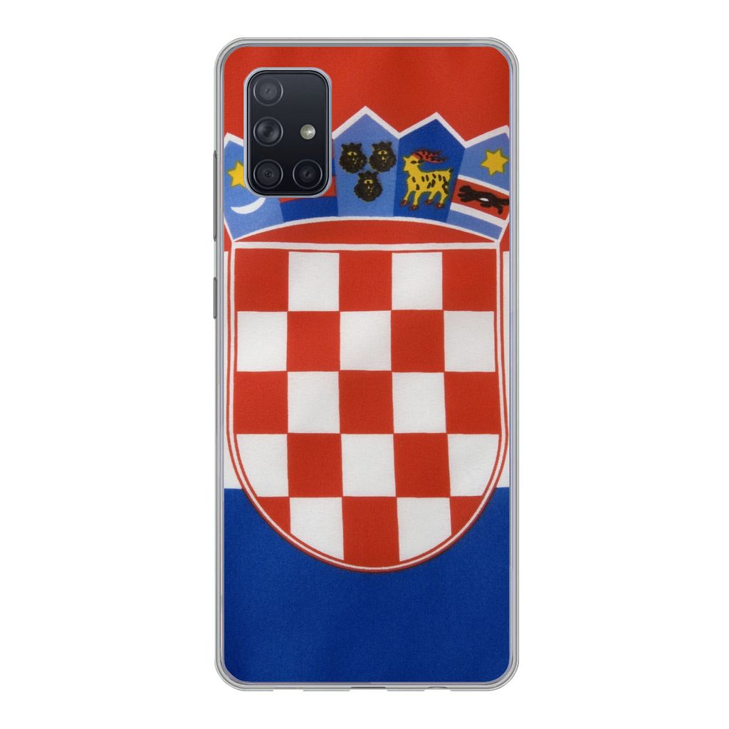 MuchoWow Handyhülle Schutzhülle Hülle für Samsung Galaxy A71 Foto der kroatischen Flagge Silikon Softcase Handy Hülle - Kartenbesitzer