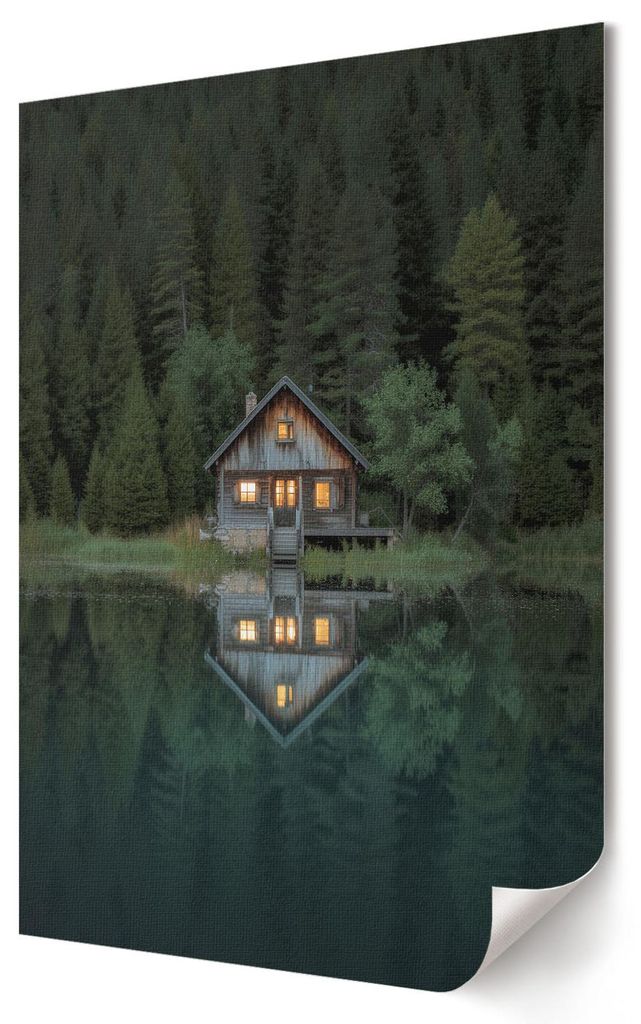 Seehaus- Kunstdruck A4 - Klassisch, rustikal- Wandbild für Wohnzimmer Schlafzimmer & Flur, Modernes Poster Wanddeko, Ungerahmt