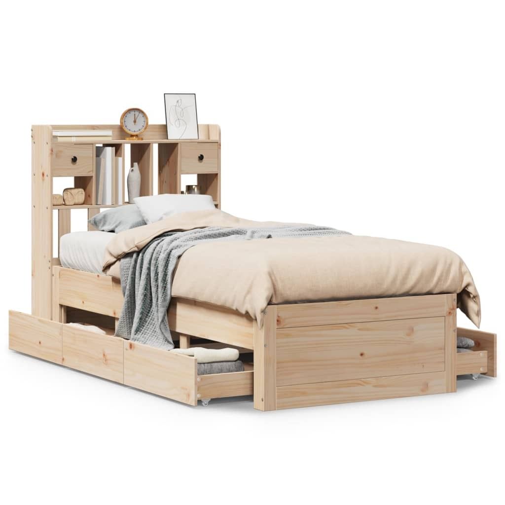 (Robust Möbel)Einzelbett/Jugendbett ️Hochwertiges - Erwachsene/r / Kind - Bücherregalbett ohne Matratze - 75x190cm Massivholz Kiefer - Klas...