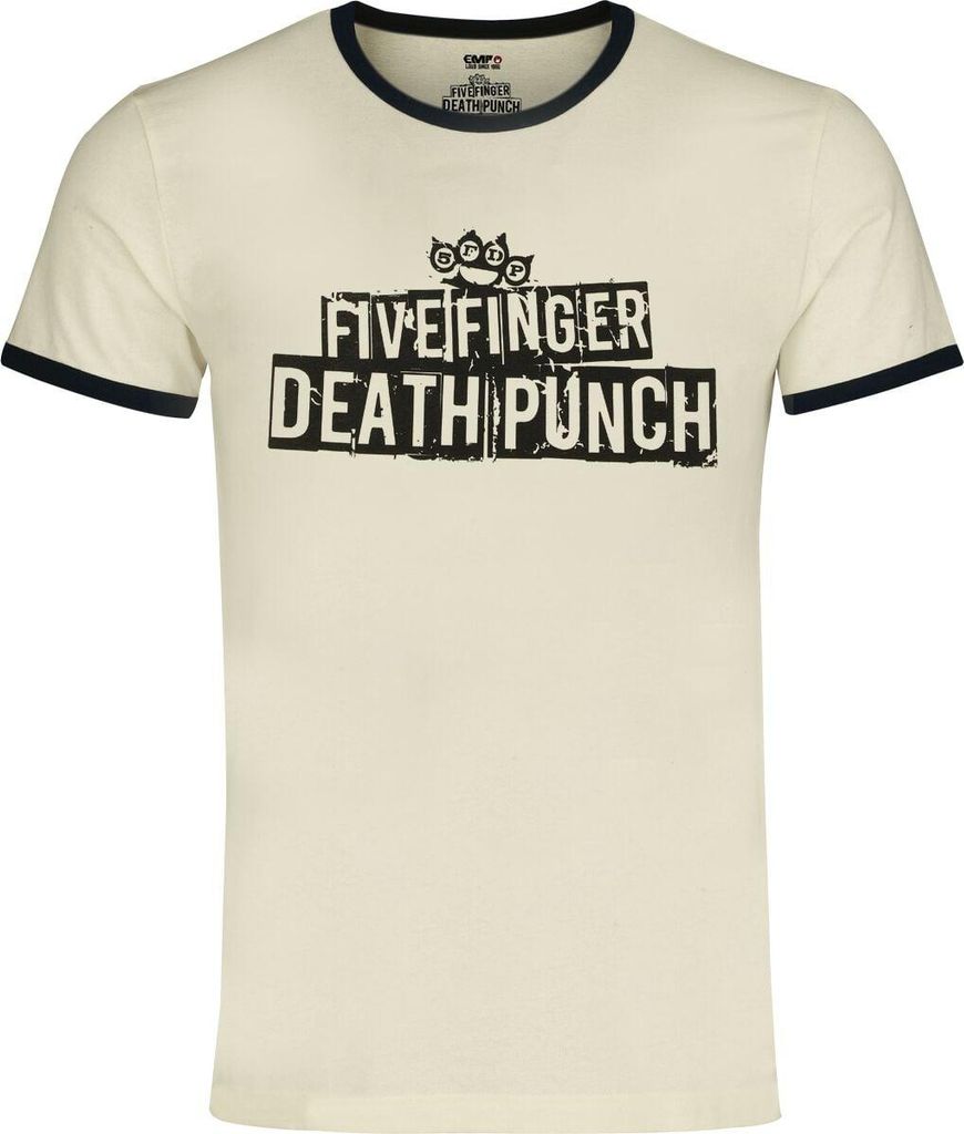 Five Finger Death Punch T-Shirt Herren Logo - Ringer Shirt altweiß L