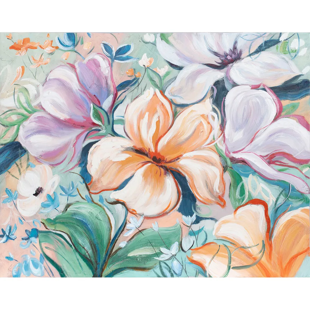 Tableau Fleurs Shabby Chic Grand Format 100x80 cm - Lot de 2 Toiles