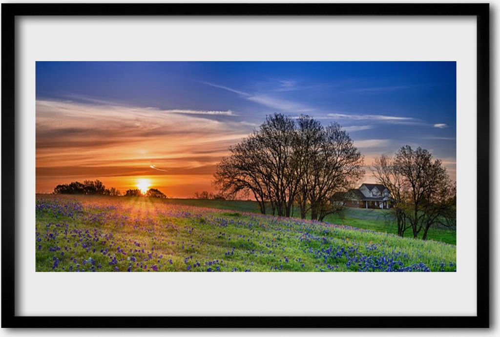 Bild 60x40 MDF-Rahmen Wandkunst Sun Wiesen-Landschaft