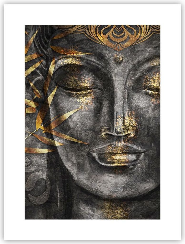 Poster - Poster ohne Rahmen - Buddha Gold Bodhisattva - 30x40 cm - Wand Bild - Wanddeko - Wandbilder - Kunstposter - Wandposter - Bilder - Kunstdru...