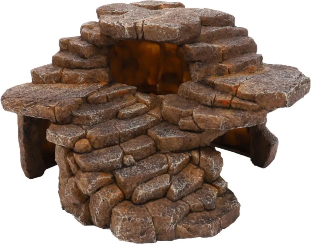 Grotte du Désert 3 Abri Spacieux en Résine 23 x 22 cm Décor de Roche