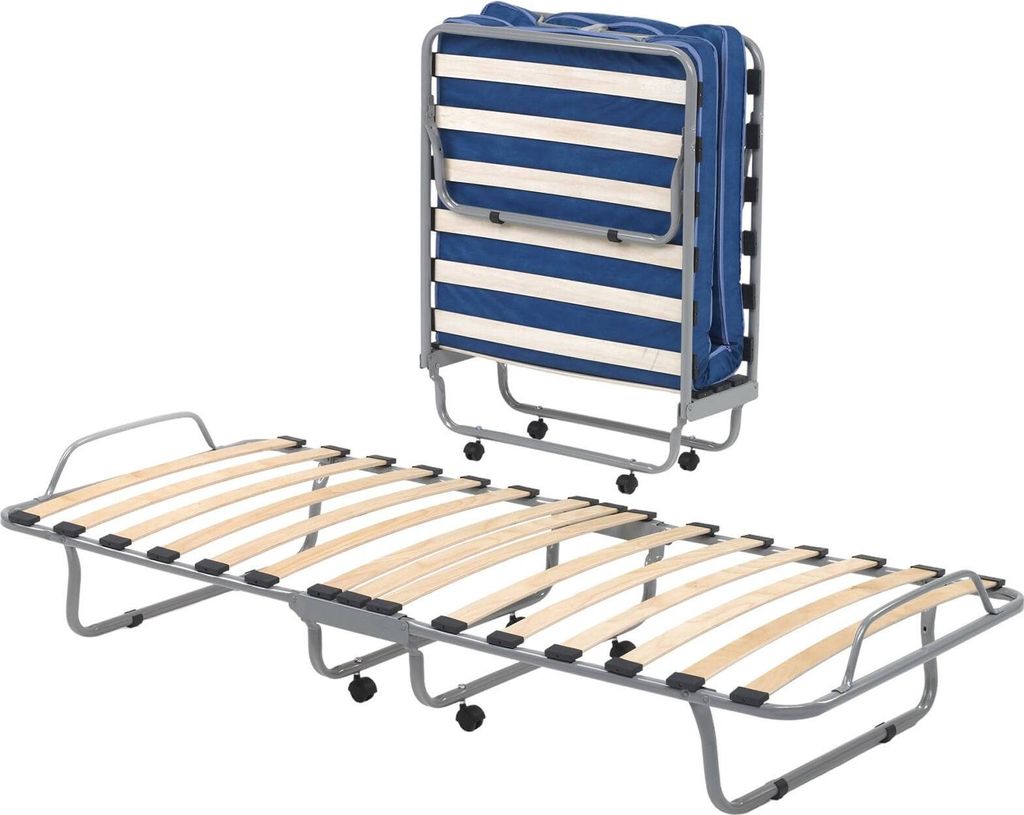 Klappbett Betta, Einzelfaltbares orthopädisches Kinderbett, 100% Italy, Kinderbett mit Kunstlederbezug, inklusive Matratze Cm 80x190, Weiß