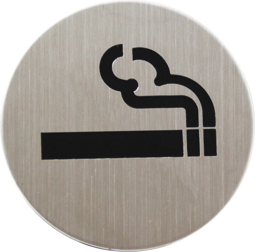 Edelstahl Türschild Raucher Bereich 75 mm Hinweisschild Piktogramm