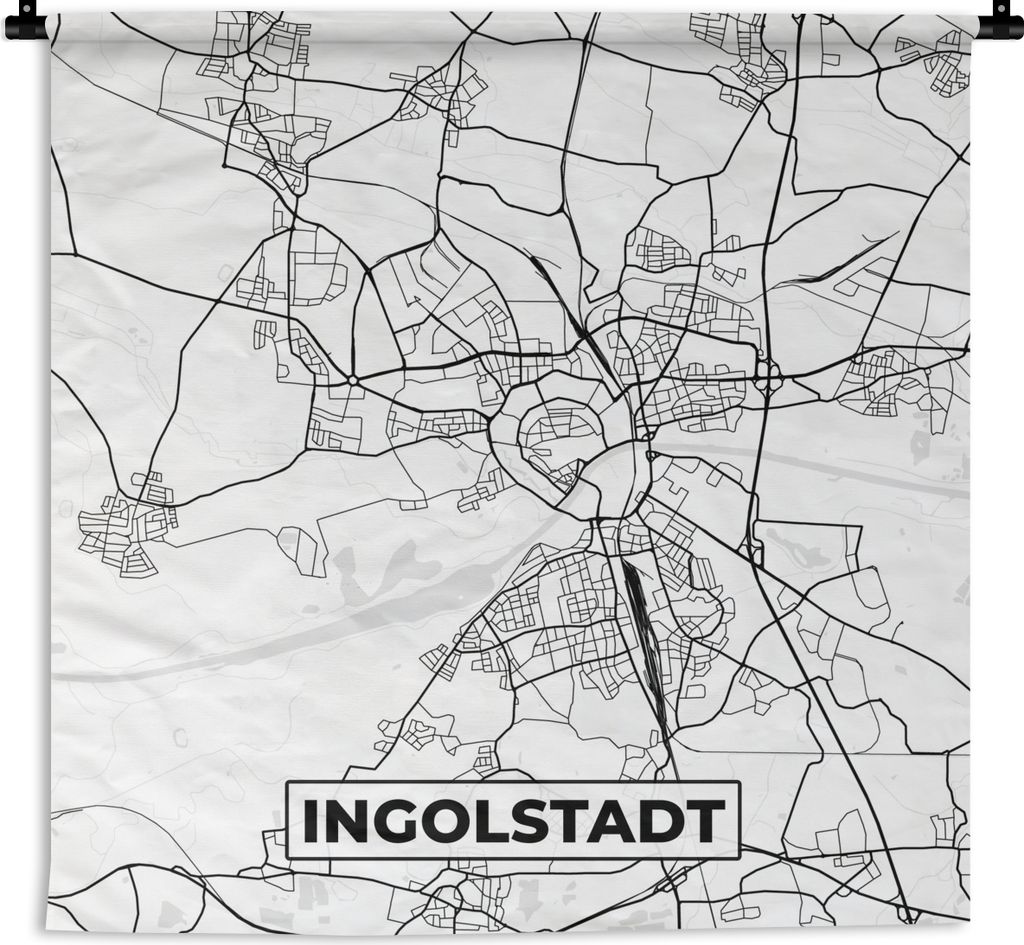 MuchoWow Wandteppich Wandbehang Karte - Ingolstadt - Karte - Stadtplan 120x120 cm Tapisserie Dekoration Wandtuch - Modern - Baumwollgewebe