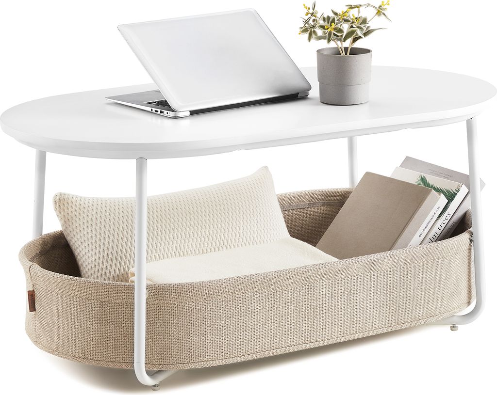 VASAGLE Couchtisch, Beistelltisch, moderner mit Stoffkorb, Produktbild 2